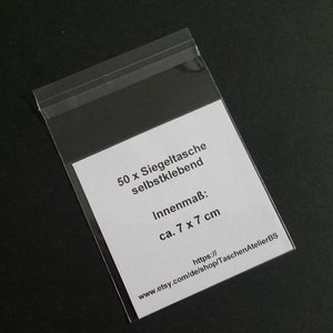 50 x Selbstklebende Klarsichtbeutel Siegeltasche Folientasche 7x7cm selbstklebend