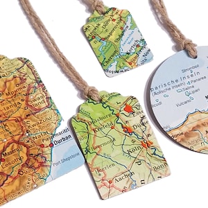 Set Geschenkanhänger Weltkarte / Reise Tags Geschenkanhänger / Upcycled Atlas Gift Tags