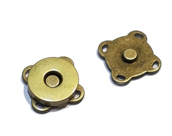 3 x Magnetverschluss Magnetknopf zum Annähen bronze-farben Ø 14 mm