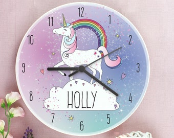 Personalised Unicorn Wooden Clock - Gift for Girls - Girls Birthday Gift - Personalised Clock