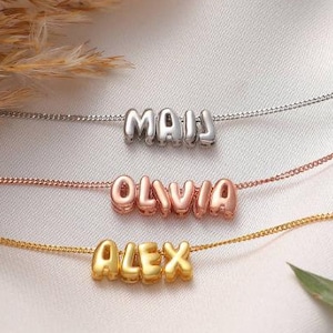 Personalisierte Blase Buchstabe Halskette Benutzerdefinierte Alphabet Anhänger Name Schmuck Geschenk für sie Brief Initial Halskette Mama Geburtstag Muttertagsgeschenk