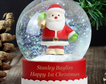 personalised baby snow globe