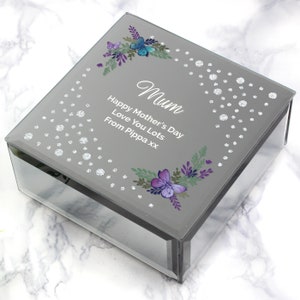 Personalised Floral Butterfly Diamante Glass Trinket Box Personalised jewellery box mothers day gift gift for her birthday gift image 6