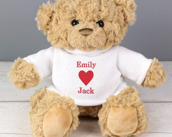 Personalised Love Heart Teddy Bear - Perfect Valentine's Day Gift - Gift for Him - Gift for Her - Couple Gift - Cute Cuddly Teddy