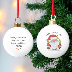 thumbnail image 2 of Personalised Santa Bauble – Acrylic Hanging Christmas Decoration, Any Name 2 of 6