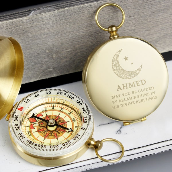 Personalised Eid Compass - Eid Gift - Keepsake Gift - Gift for Eid - Religious Gift - Islam Muslim Gift - Ramadan Gift