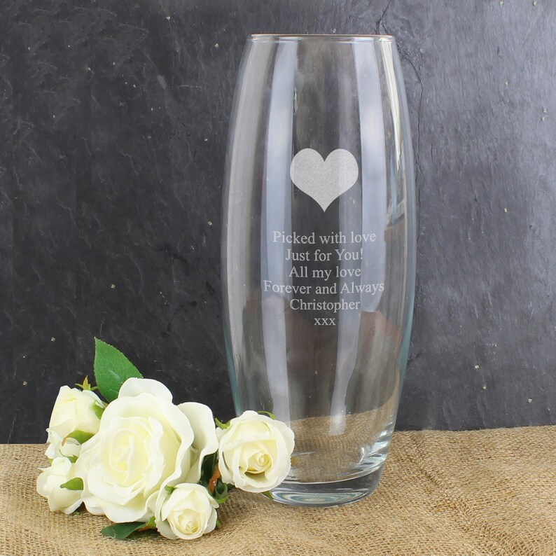 Personalised Heart Bullet Vase Anniversary Gift Etsy