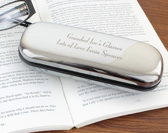 Personalised Chrome Plated Glasses Case - Father's Day Valentine's Day Birthday New Job Gift - Sunglasses Case - Holiday Accessory