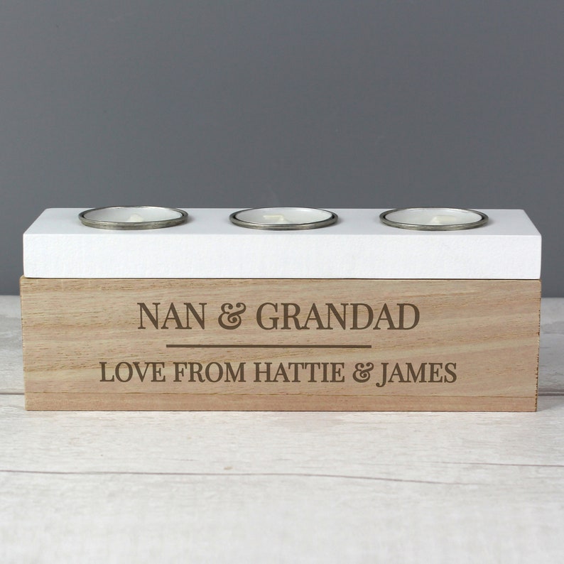 Personalised Classic Triple Tea Light Box tealight box new home gift couple gift image 2