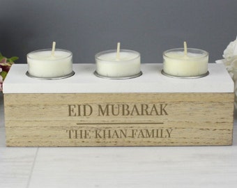 パーソナライズされたイード トリプル ティー ライト ボックス - ティーライト ボックス - イード ムバラク - イード ギフト