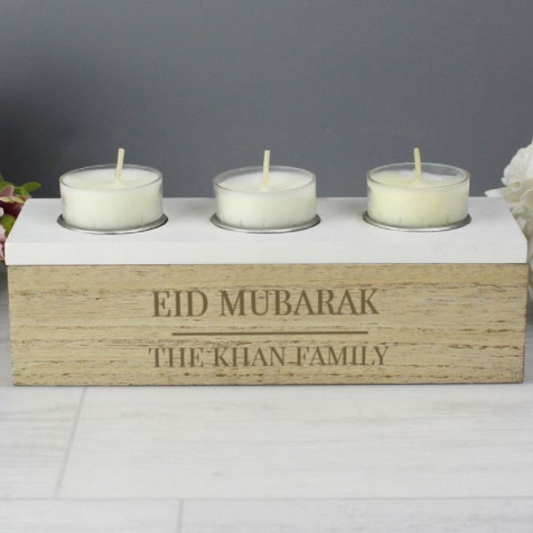Personalised Eid Triple Tea Light Box - tealight box - Eid Mubarak - Eid gift