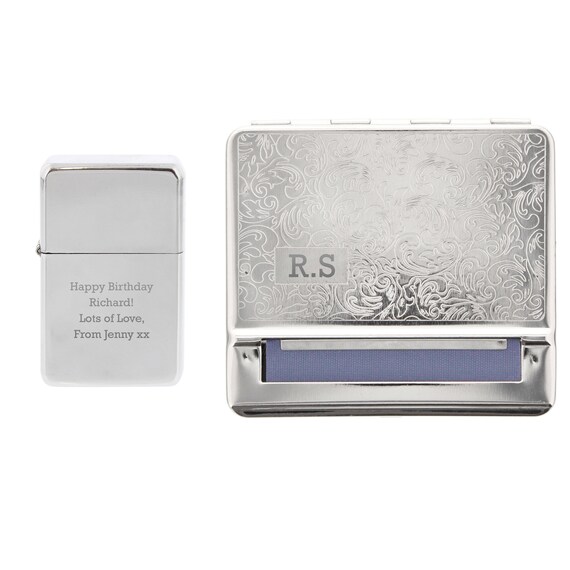 Personalised Engraved Tobacco Rolling Tin & Silver Lighter Set - Father's  Day Gift - Gift for Him - Birthday Gift - Brother Uncle Gift Idea
