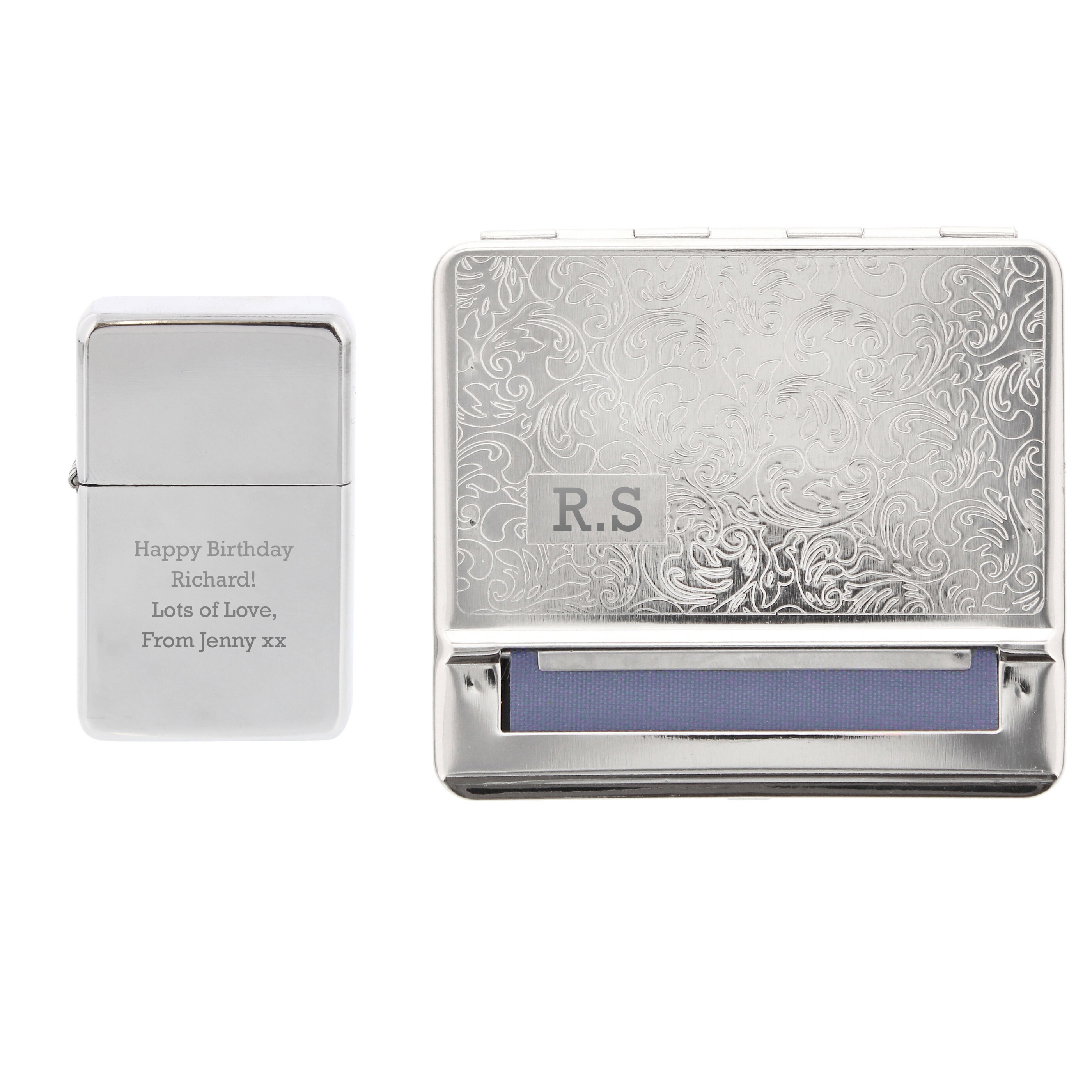 Personalised Engraved Tobacco Rolling Tin & Silver Lighter Set - Father's  Day Gift - Gift for Him - Birthday Gift - Brother Uncle Gift Idea