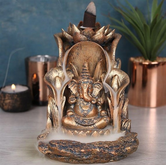 Bronze and Blue Ganesh Backflow Incense Burner With Scented Etsy