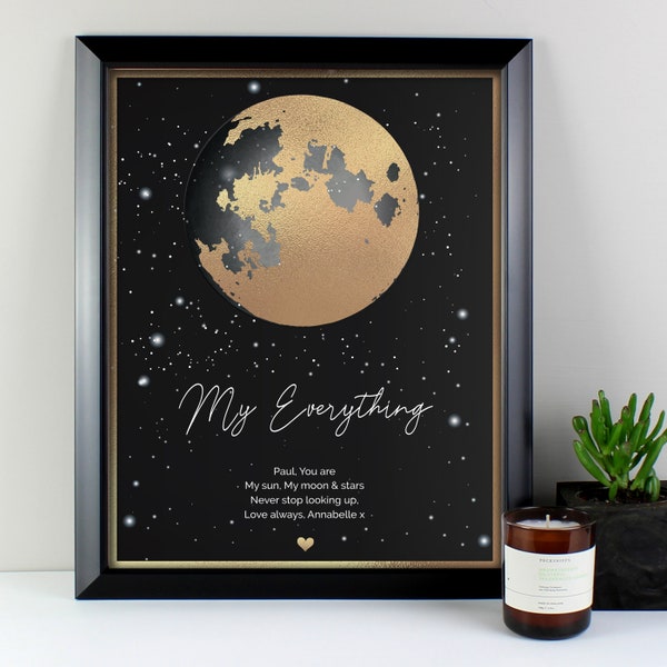 Personalised You Are My Sun My Moon Black Framed Print - valentines print - valentines frame for him - valentines gift for her - anniversary