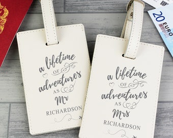 Personalisierte "Lifetime of Adventures" Paar Gepäckanhänger - Mr & Mrs Geschenk - Hochzeitsgeschenk - Jahrestagsgeschenk - Valentinstagsgeschenk