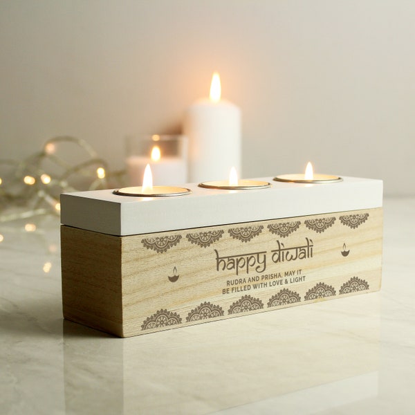 Personalised Diwali Triple Tea Light Box - Rangoli Design Tealight Box - Tealight Box - Diwali gift - Diwali tealight