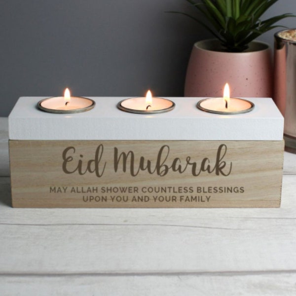 Personalised Eid Candle Box - Personalised Eid Triple Tea Light Box - tealight box - Eid Mubarak - Eid gift - Eid Decor