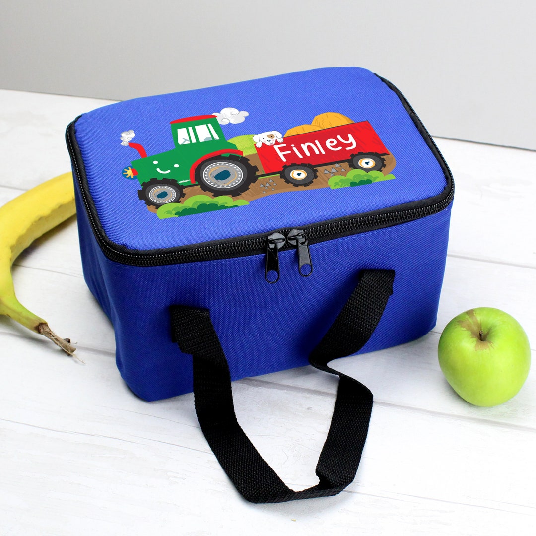 Personalised Lunch Bag for Boys Personalised Tractor Blue Lunch Bag