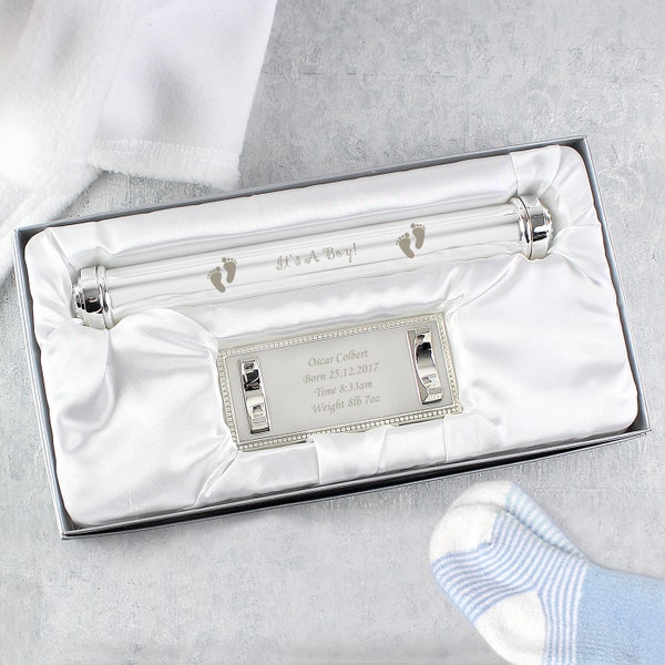 Personalised birth certificate holder - Personalised Its A Boy Silver Plated Certificate Holder - new baby gift - baby boy