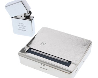 Personalised Engraved Tobacco Rolling Tin & Silver Lighter Set - Father's  Day Gift - Gift for Him - Birthday Gift - Brother Uncle Gift Idea