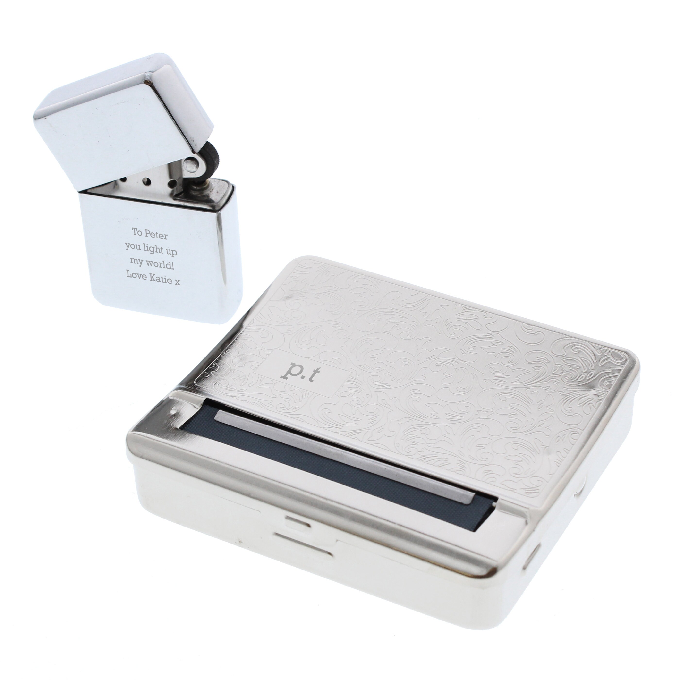 personalised tobacco tin and lighter Personalised Engraved Tobacco Rolling Tin & Silver Lighter Set - Father's  Day Gift - Gift for Him - Birthday Gift - Brother Uncle Gift Idea