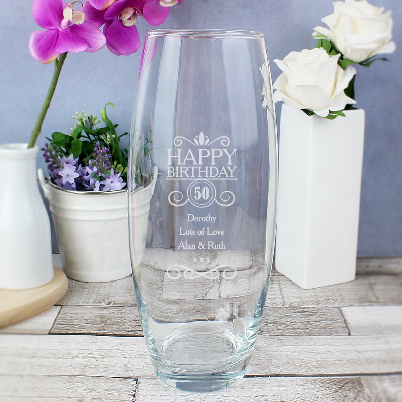 Personalised Birthday Bullet Vase Engraved Vase Birthday Etsy