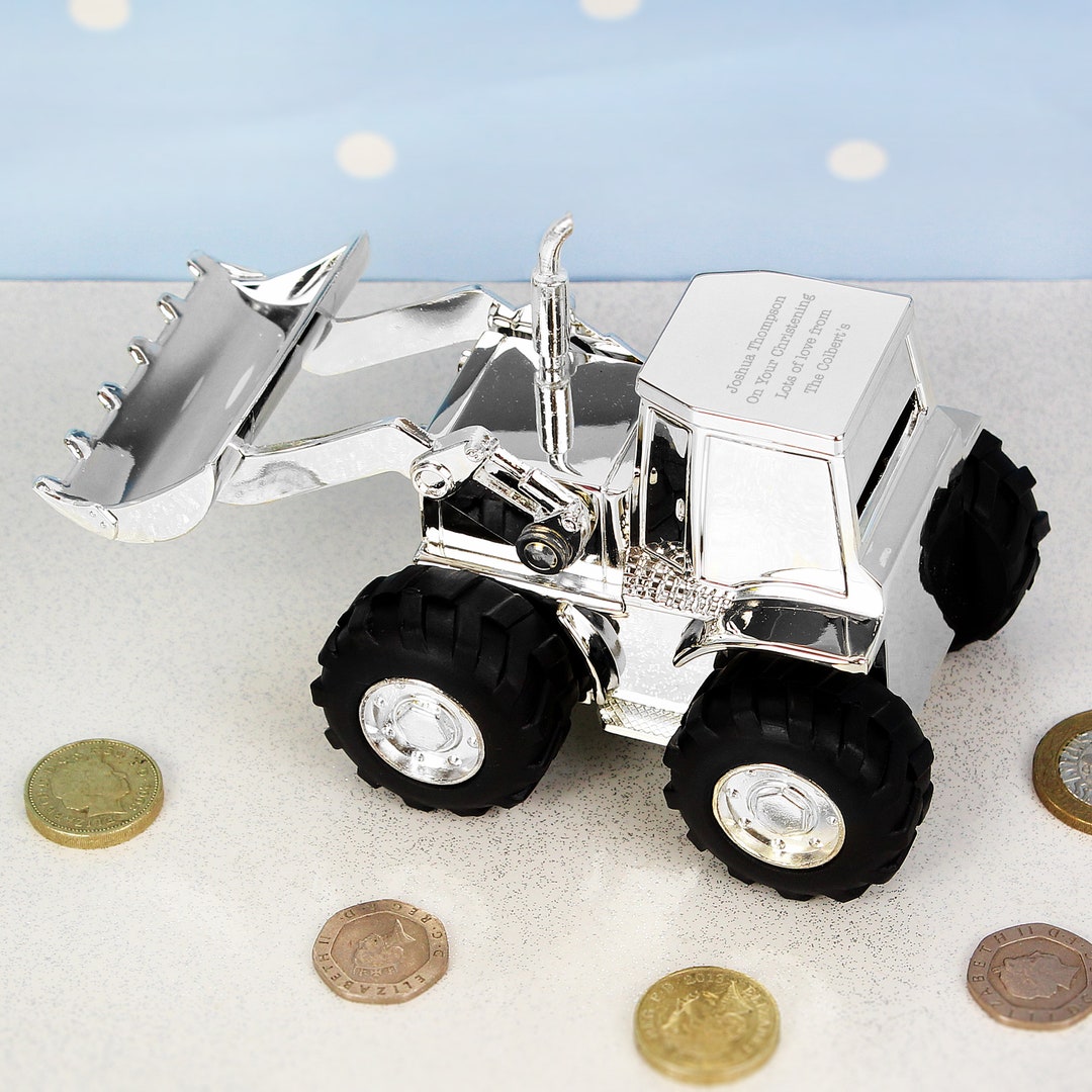 Personalised Digger Money Box Perfect Boys Birthday or Christening Gift
