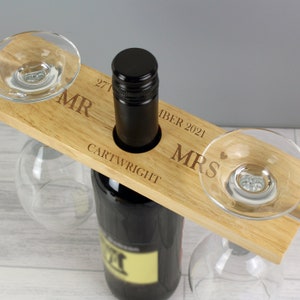 Personalised Married Couple Wine Glass & Bottle Butler - Personalised Wedding Gift - Anniversary Gift - Mr and Mrs gift - new home gift