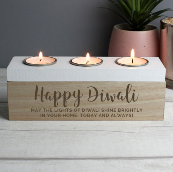 boîte à 3 bougies chauffe-plat diwali personnalisée - boîte cadeau bougie diwali