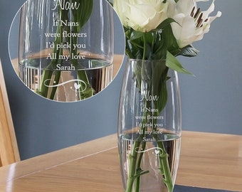 Personalised Swirls & Hearts Bullet Vase - Engraved Vase - Birthday, Wedding, Anniversary, Mother's Day, personalised vase
