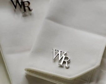 Gemelos con nombre personalizado, regalo para padrinos de boda, gemelos con iniciales, iniciales grabadas en plata de ley, gemelos personalizados para novio, gemelos de boda