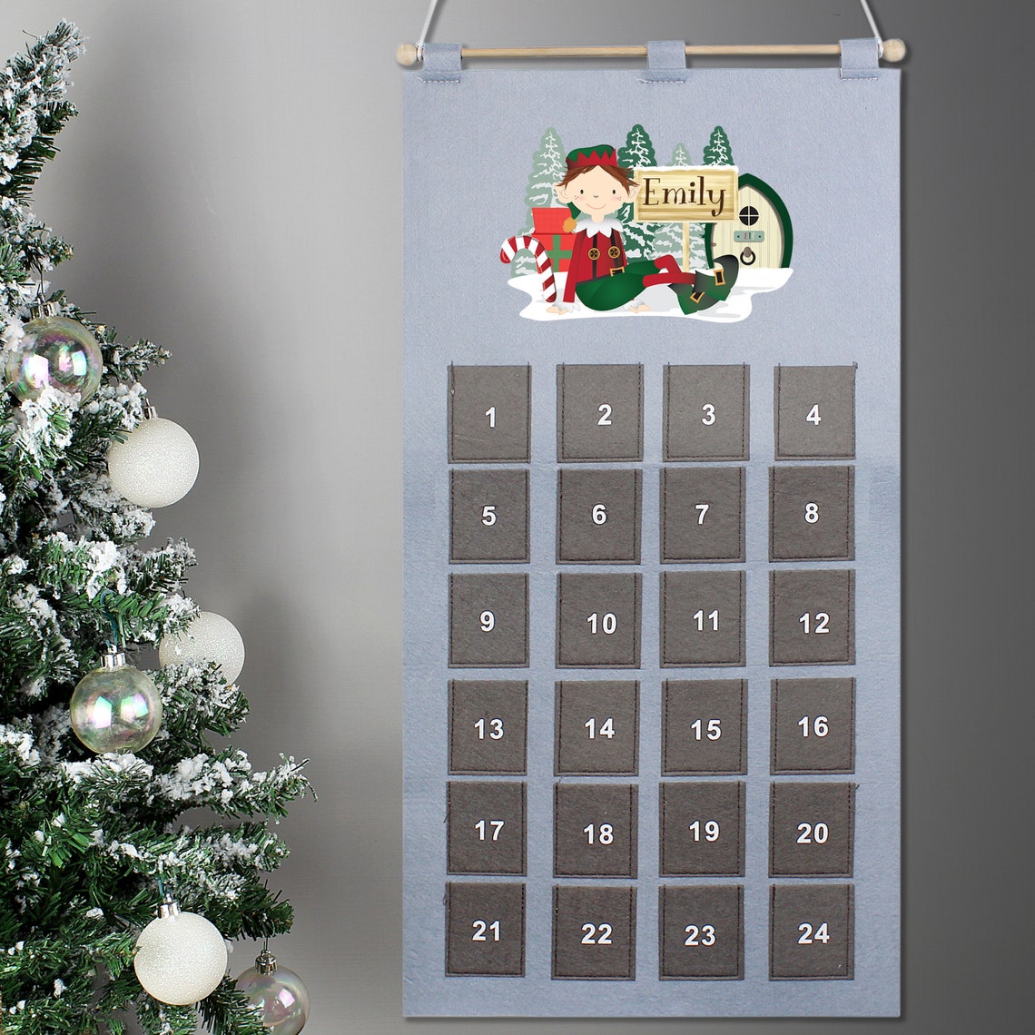 Personalised Elf Advent Calendar in Silver Grey Reusable Etsy UK