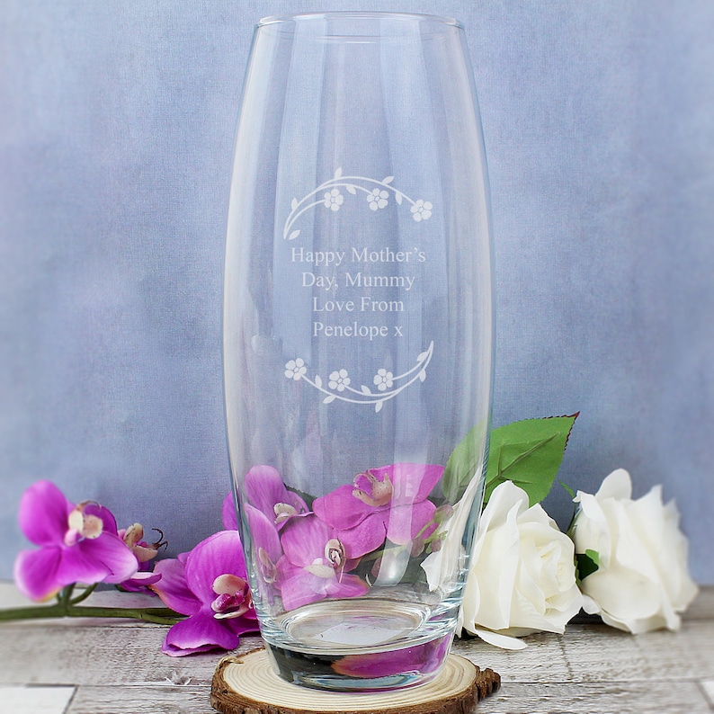 Personalised Floral Bullet Vase Engraved Vase Perfect Gift Etsy