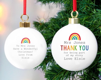 Rainbow Christmas Bauble - Personalizado Rainbow Thank You Bauble - Rainbow Bauble - Regalo del maestro - Teacher bauble - bauble para el maestro