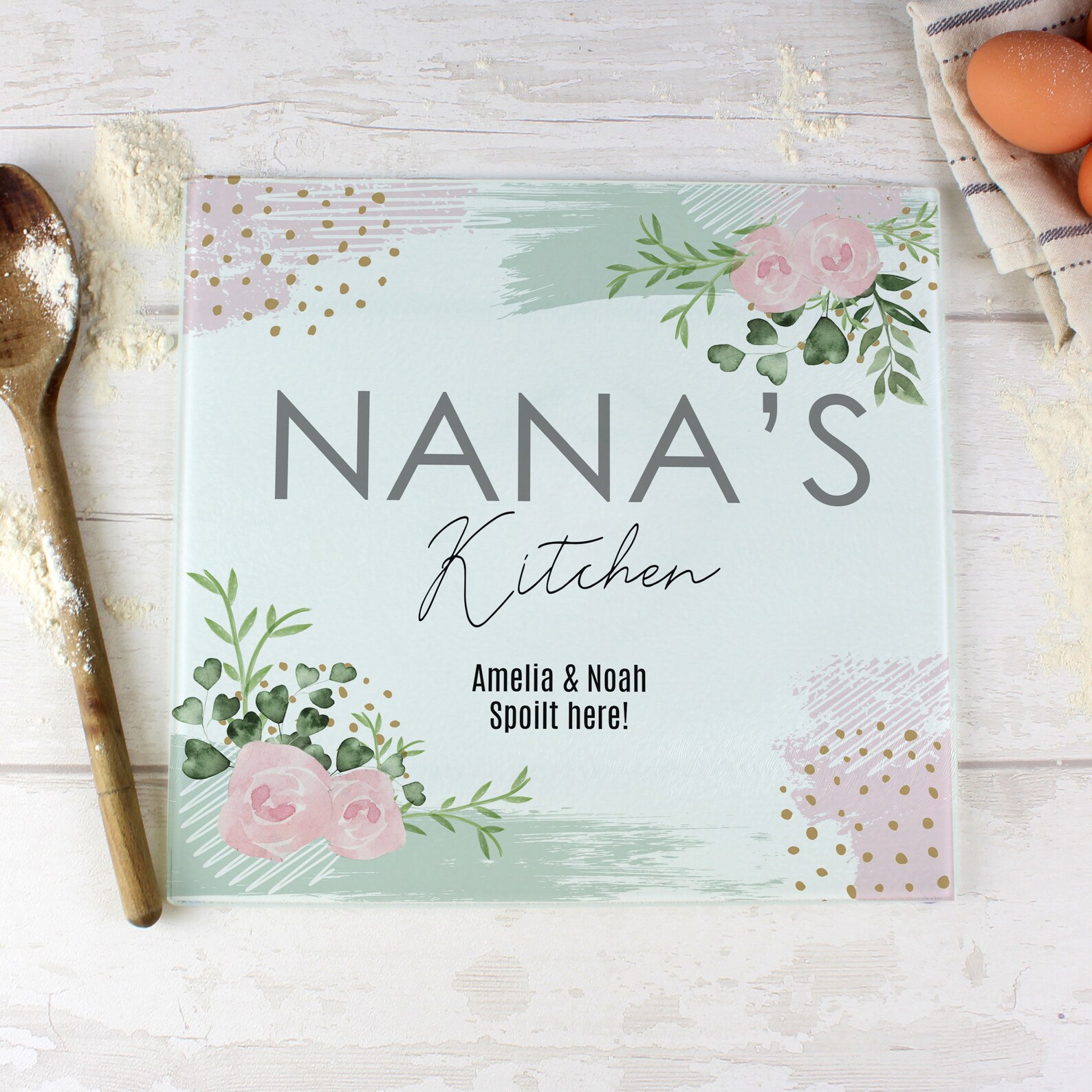 Personalised Glass Chopping Board Personalised Abstract Rose Etsy