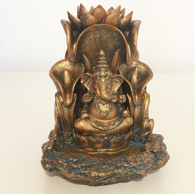 Bronze and Blue Ganesh Backflow Incense Burner With Scented Etsy