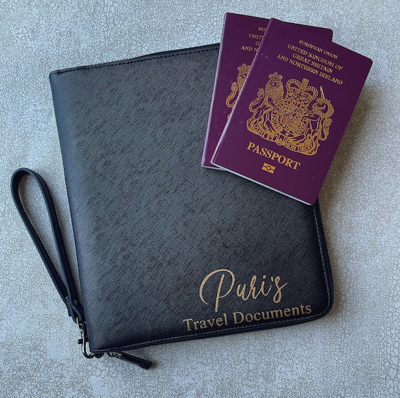 Personalised Travel Documents Holder Personalised Travel Etsy