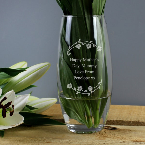 Gepersonaliseerde bloemen kogel vaas - gegraveerde vaas - perfect cadeau voor moederdag of verjaardag - moederdag cadeau - gepersonaliseerde vaas