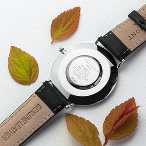 Men's Modern-Vintage Personalised Leather Watch In Black Valentines Gift Engraved watch personalised watch anniversary gift groom image 2
