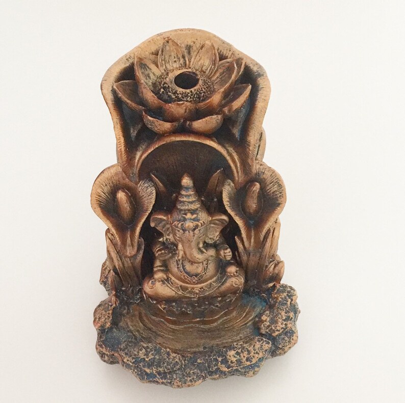 Bronze and Blue Ganesh Backflow Incense Burner With Scented Etsy