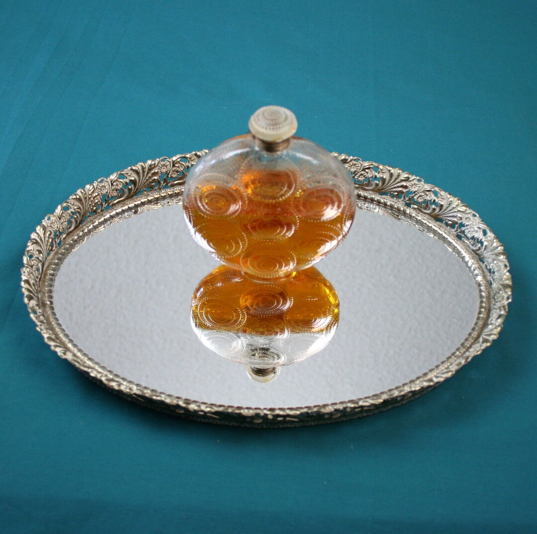 Oval Vanity Mirror Tray Gold Filagree Perfume Jewelry Display Etsy