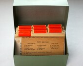 Vintage Green Metal Card File 3x5 Recipe Box Farmhouse Kitchen