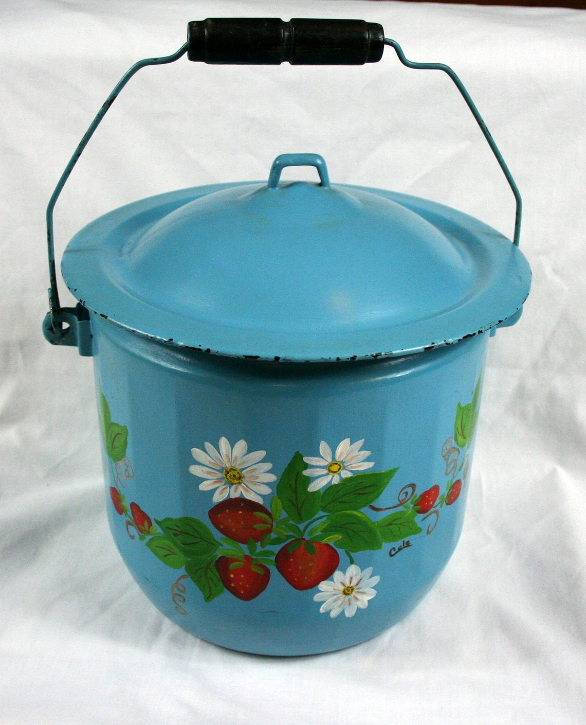 Vintage Enamelware Diaper Pail or Slop Bucket with Lid Etsy