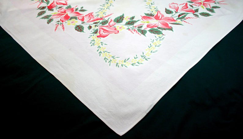 Vintage Square Simtex Tablecloth Floral Cotton Weave - Etsy