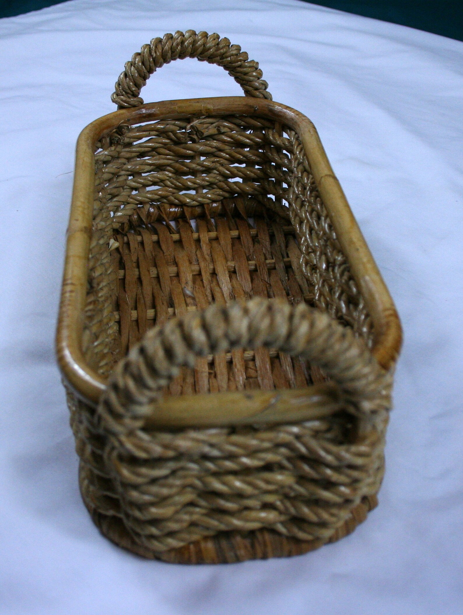 Woven Wood Rattan Basket Handles Rectangle Braided Wicker Etsy