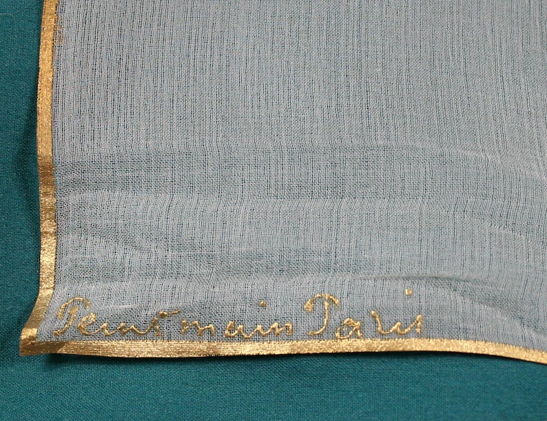 Vintage Sheer Signed Handkerchief Gold Painted Ladies Chiffon | Etsy