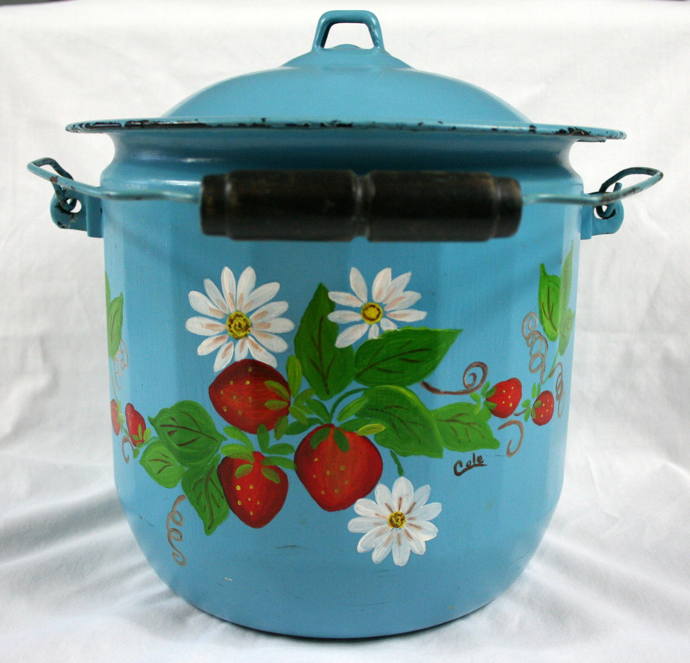 Vintage Enamelware Diaper Pail or Slop Bucket with Lid Etsy