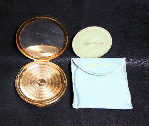 Vintage Compact Elgin American with Pouch Gold To… - image 3