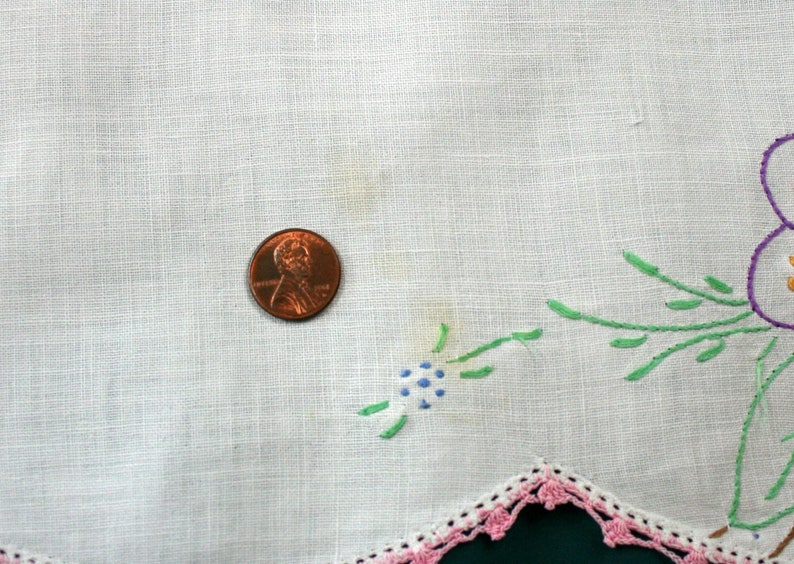 Small square tablecloth hand embroidered vintage card table etsy